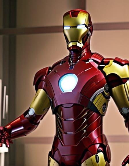 Tony Stark with Iron Man Armor Suits