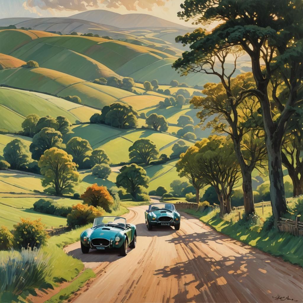Shelby Cobra in British Countryside as Impressionist Paintin...