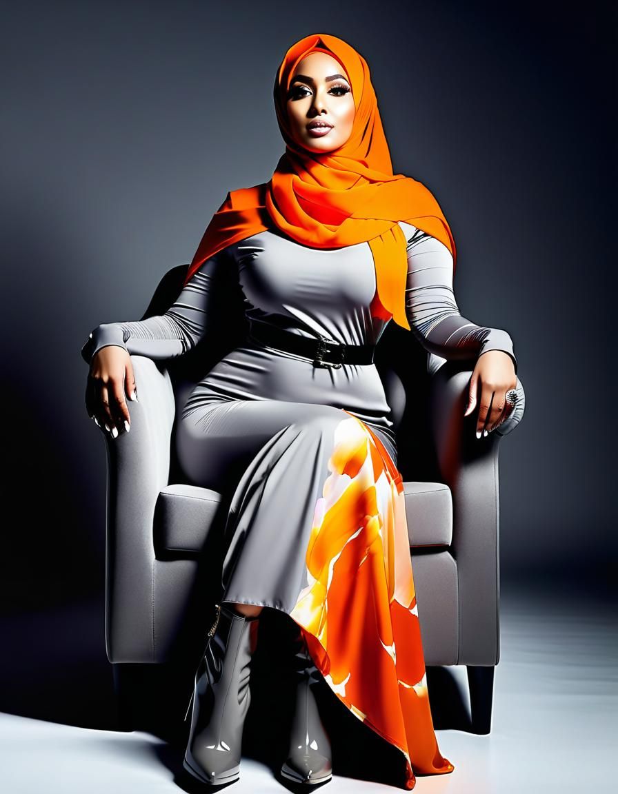 Psychedelic Portrait of Woman in Hijab, Pop Art Style