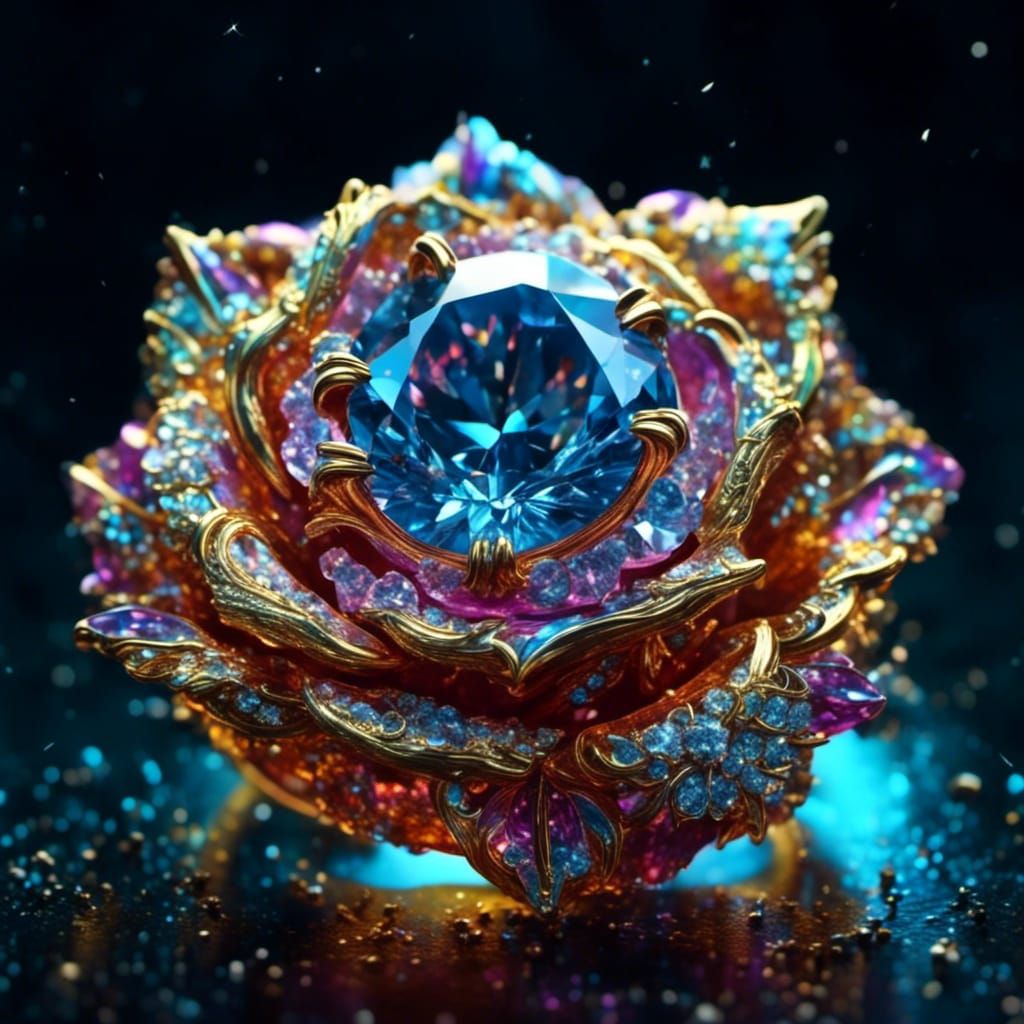 Rose Carved Wedding Ring with Diamond Sparkle