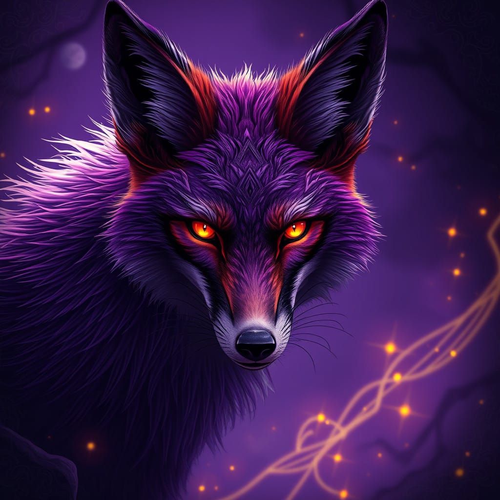Majestic Fox in Dark Fantasy Landscapes, Inspired by Concept...
