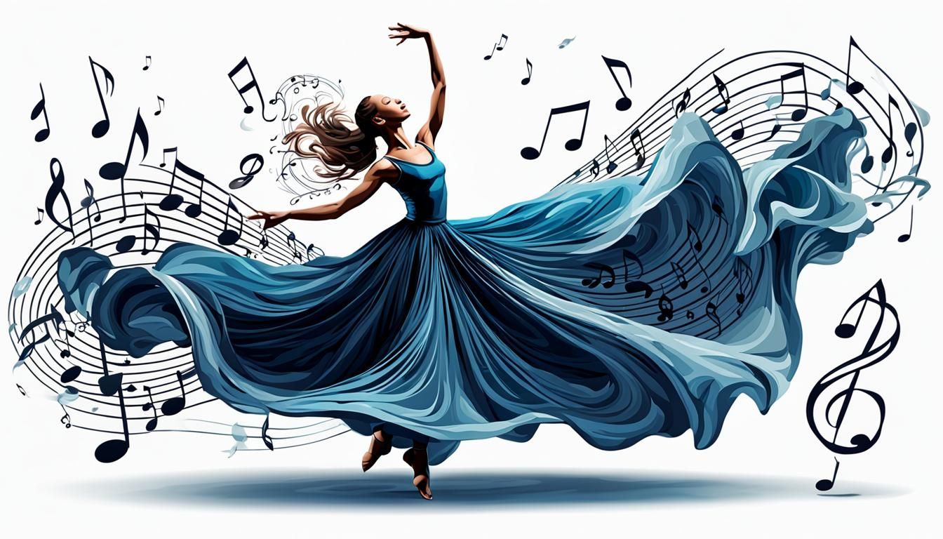 Dancer in a Whirlwind of Musical Notes