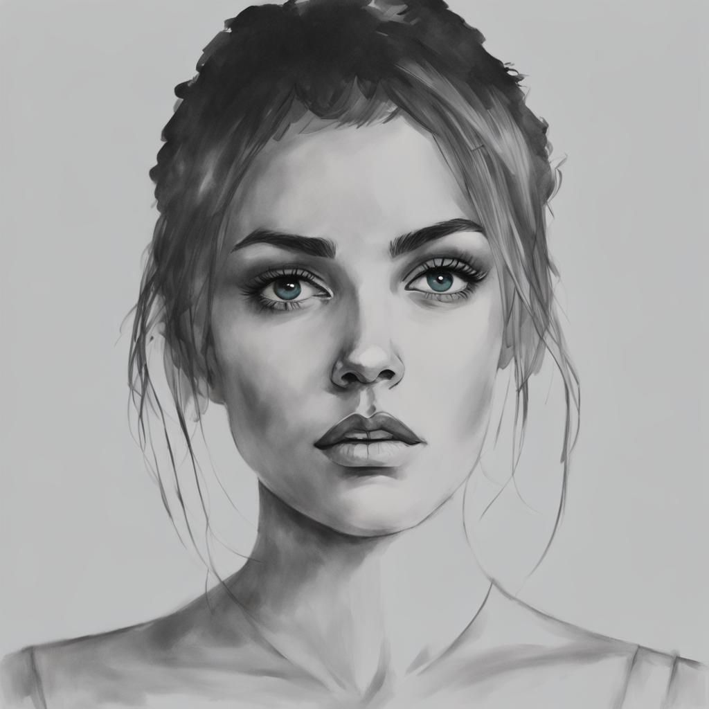 Abstract Face with Complementary Colors and Fine Details