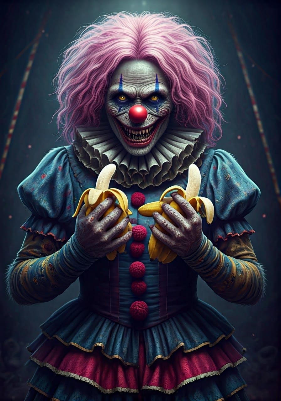 Zombie Monkey Clown Princess in Dark Fantasy Style