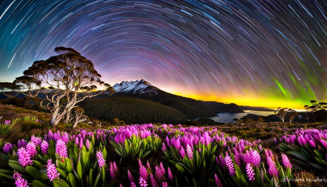 Tasmanian Mountain Springtime Star Trail Photography