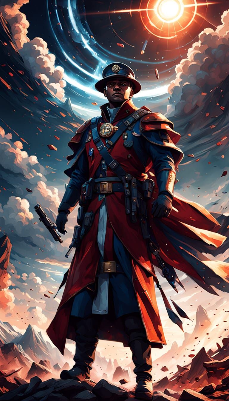 Epic Futuristic RCMP Officer in a Swirling Vortex of Clouds ...