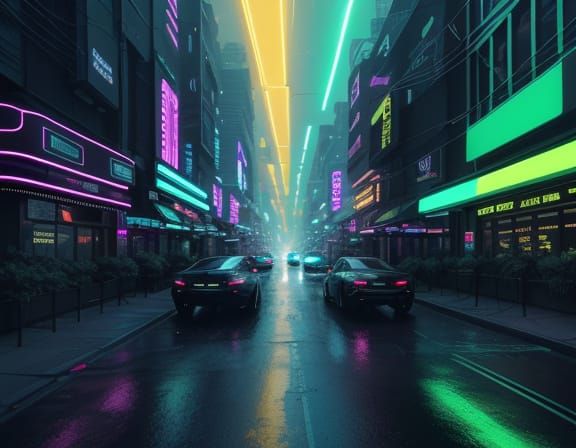 Luminous Binary Cityscape at Night