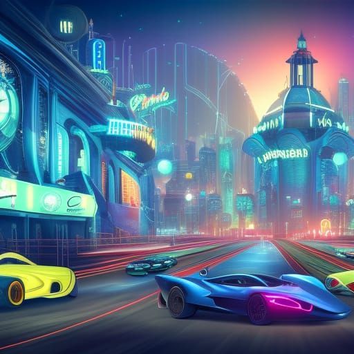 Futuristic City Raceway at Dawn in Unreal Engine 5