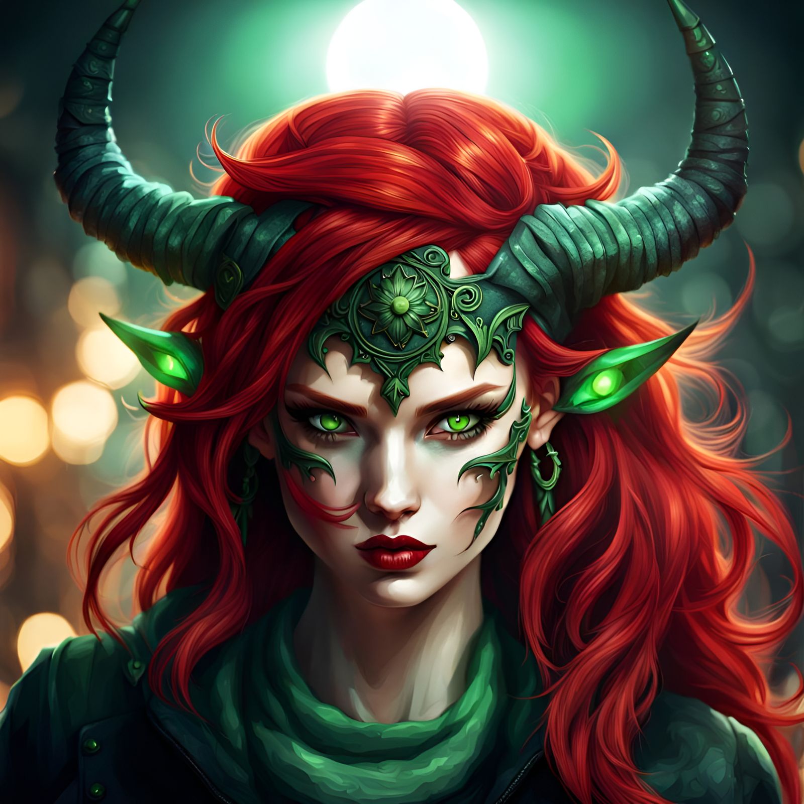 Red Haired Green Eyed Demon in High Resolution