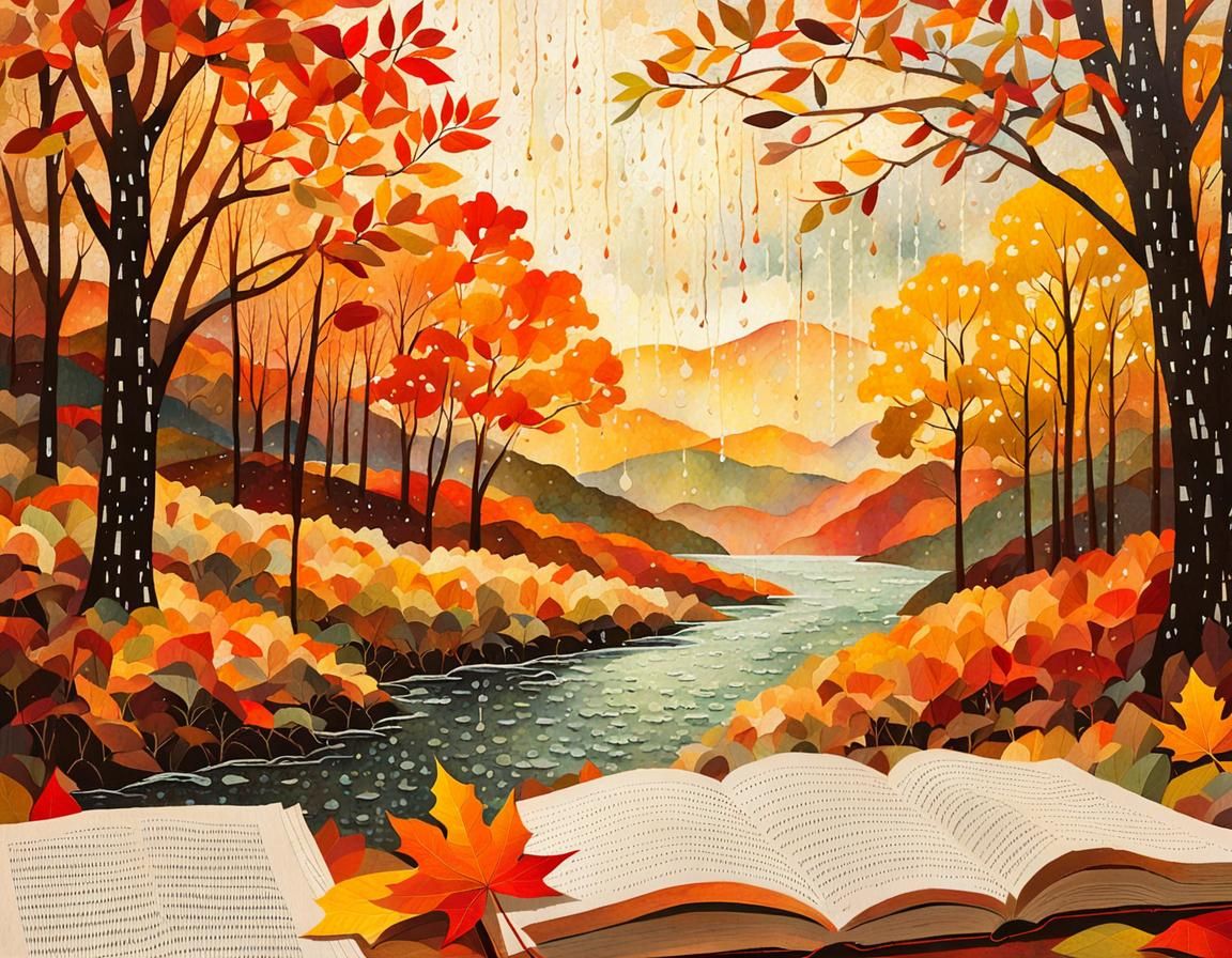 Autumn Landscape Collage in Impressionist Style