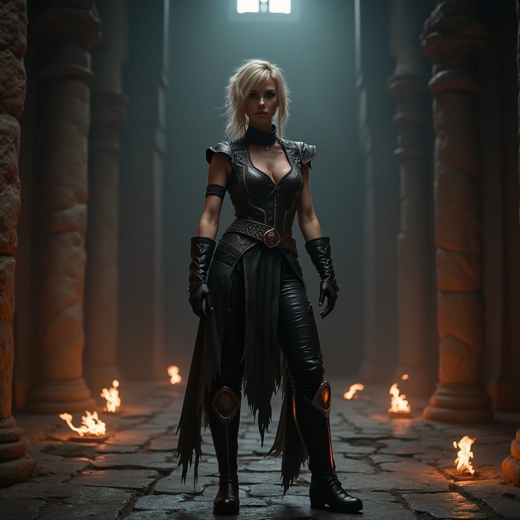 Mortal Kombat Fighter Cassie Cage in Dark Arena