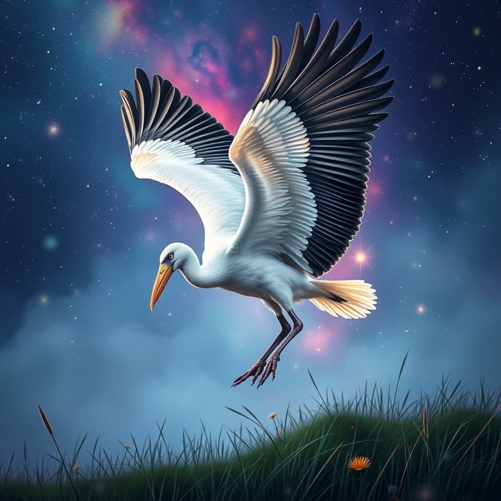 Albatross Ready for Flight: Cosmic Digital Illustration