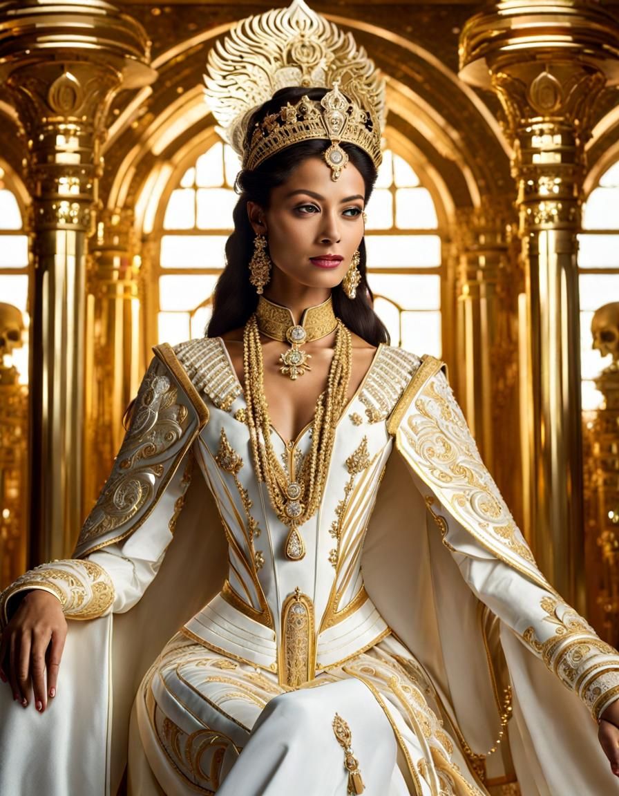Empress in Ceremonial Power Suit, Detailed Digital Art