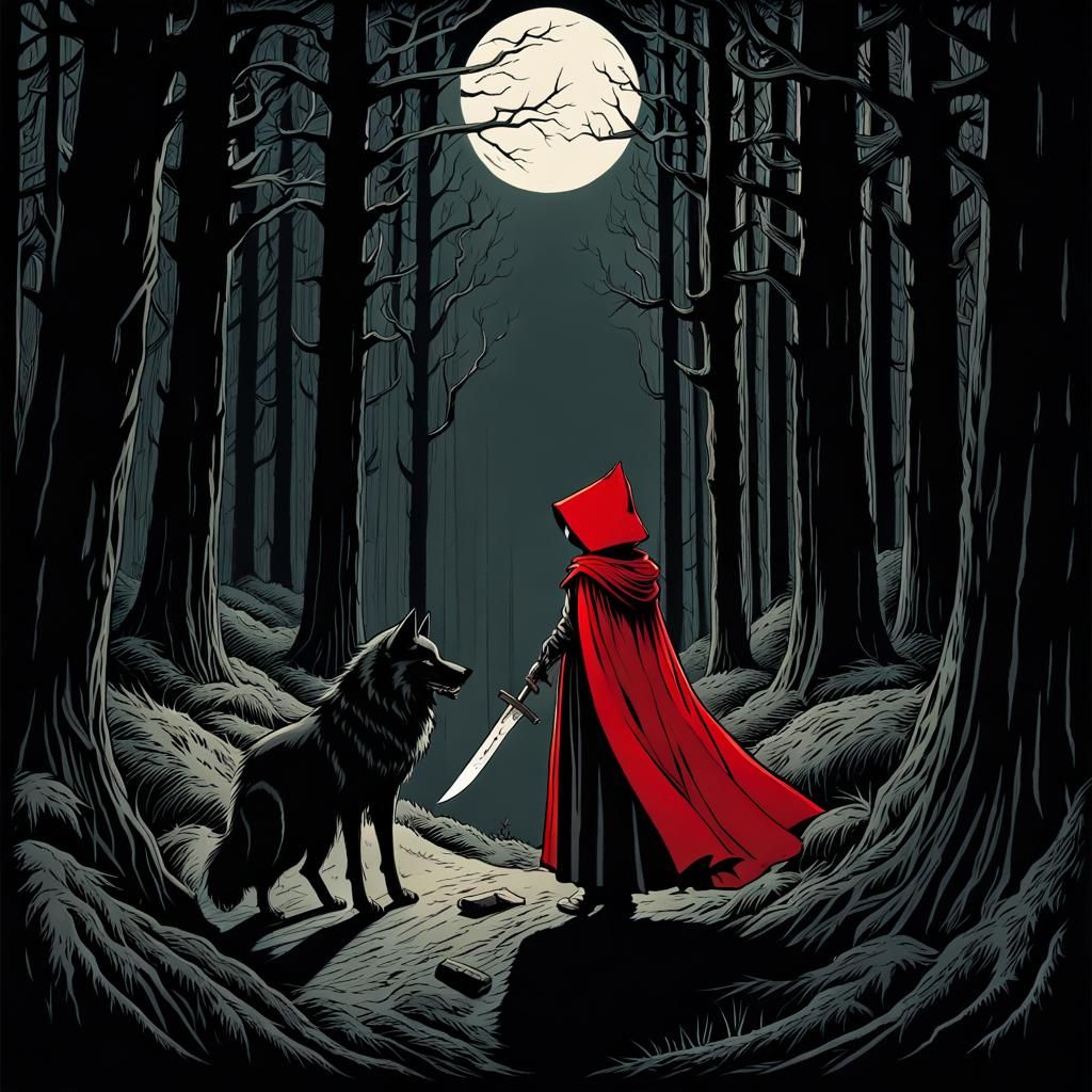 Little Red Riding Hood in Dark Fairy Tale Style