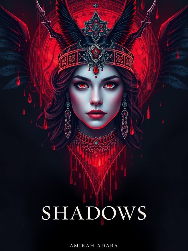 Amirah Adara Hologram Movie Poster with Blood in Dark Fantas...