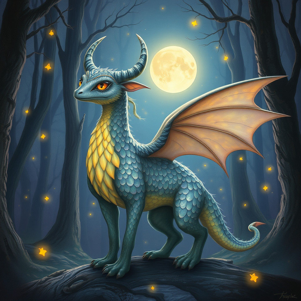 Magical Creature in Mystical Forest, Dreamy Art Style
