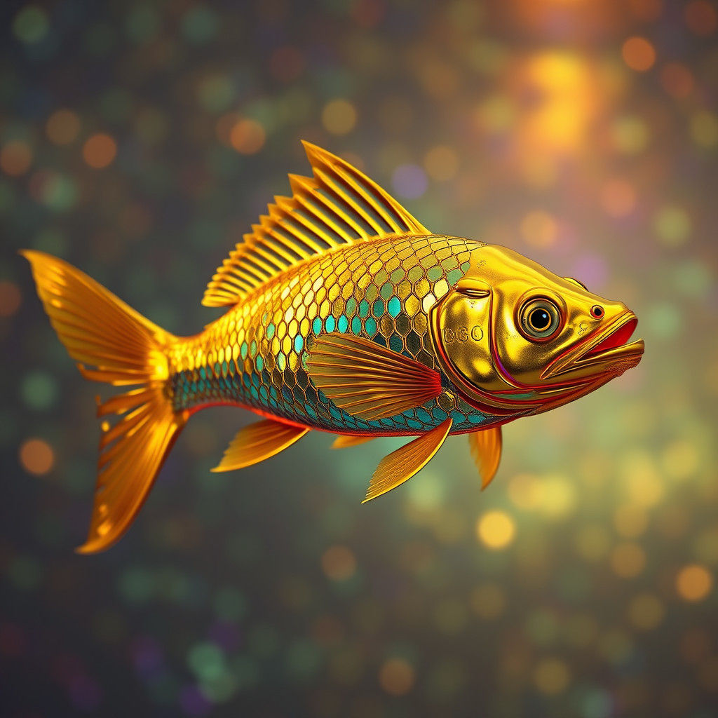 Iridescent Golden Fish in Fantasy Concept Art