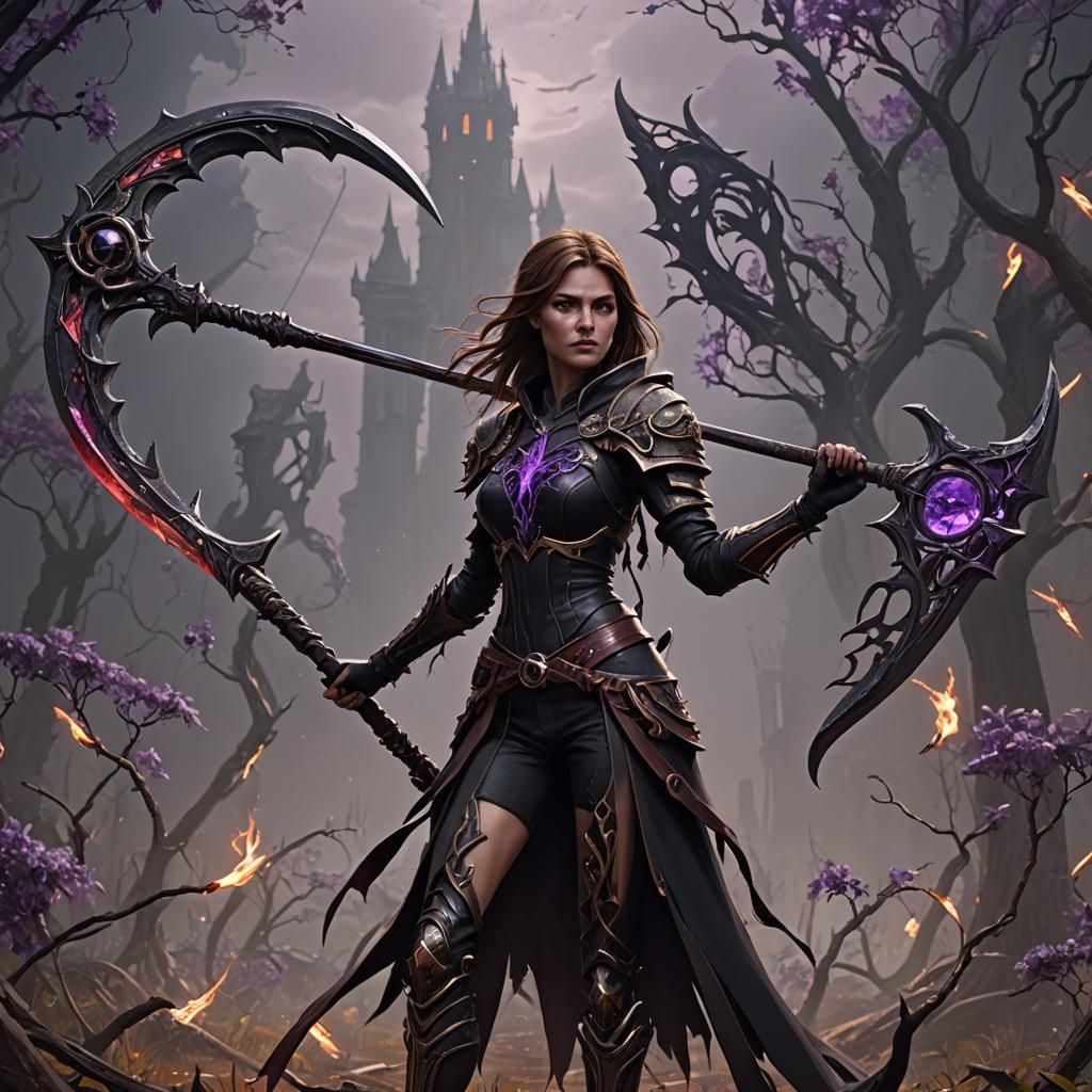 Blood Elemental Scythe Wielder in Detailed Matte Painting