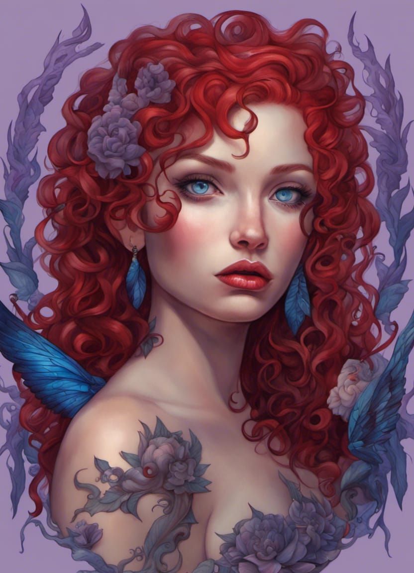 Hyperrealistic Fae Woman with Tribal Tattoo