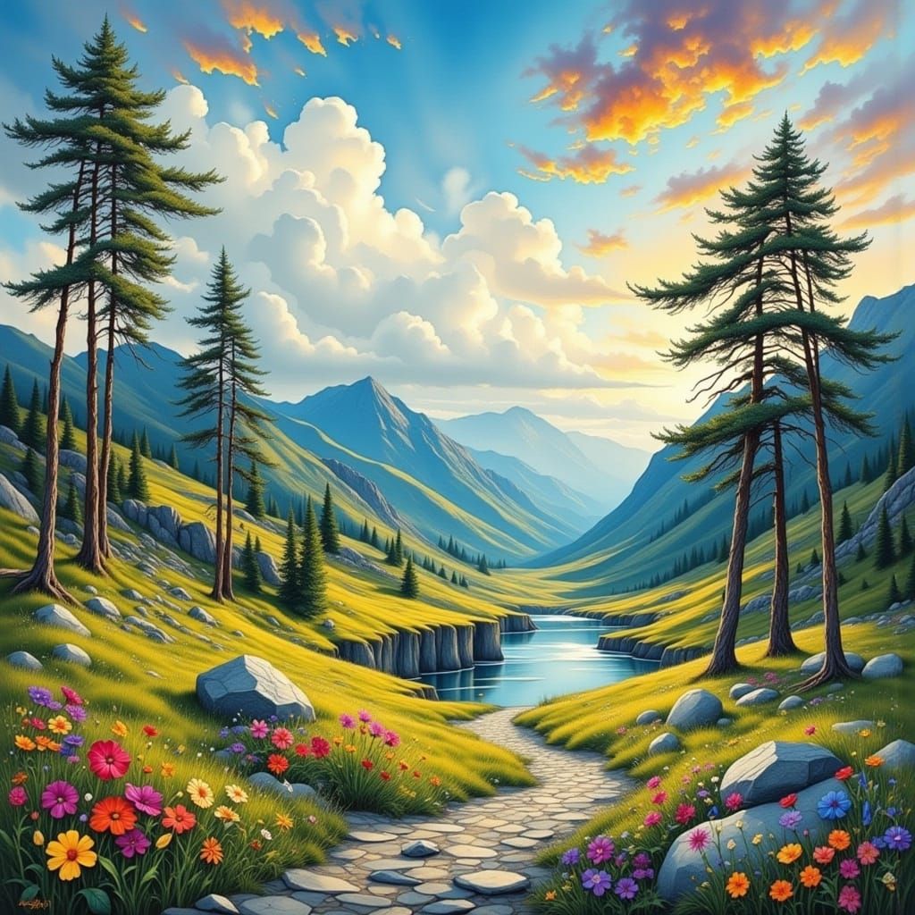 Happy Little Landscape Painting