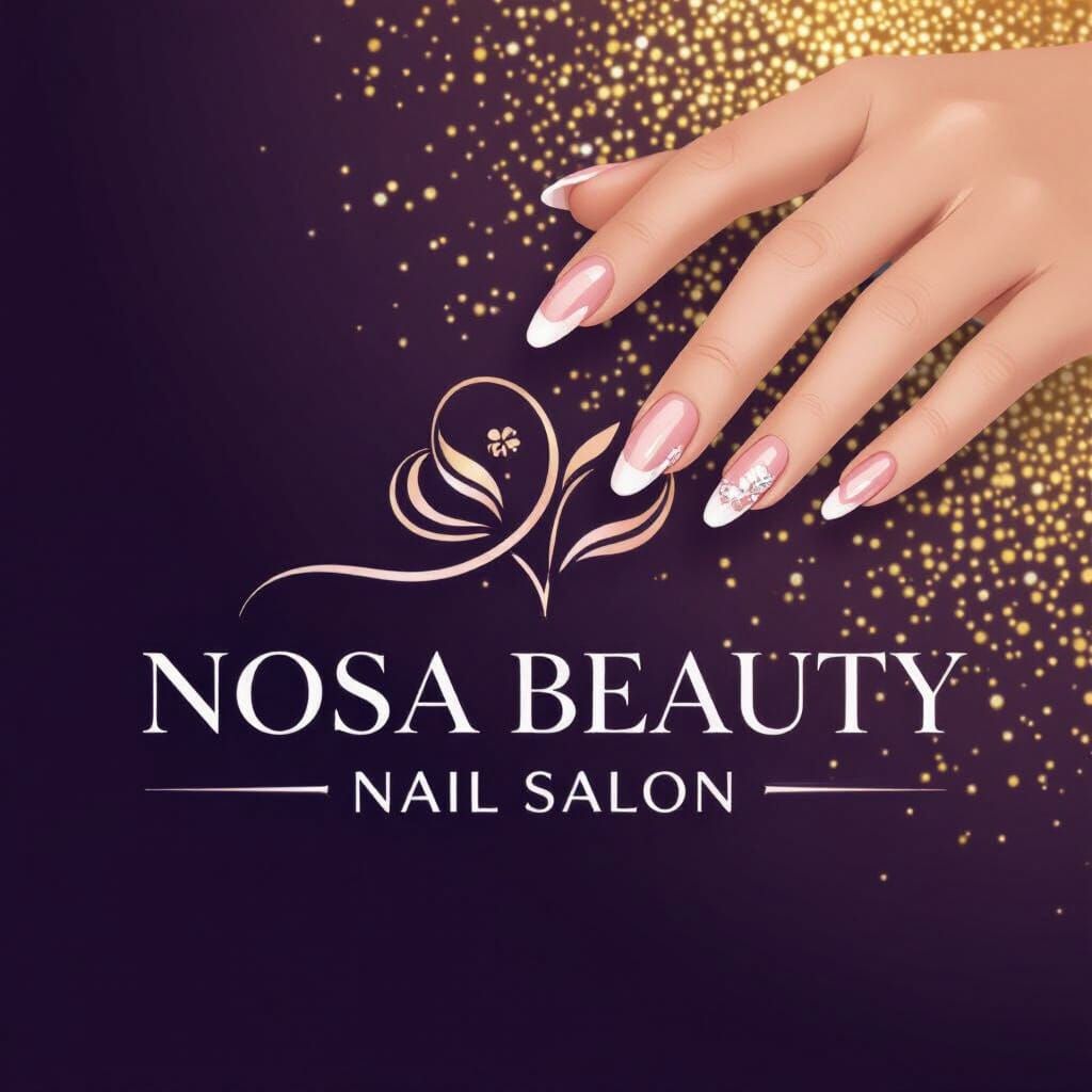 Nosa Beauty Nail Salon Logo - Luxury Purple & Gold Design