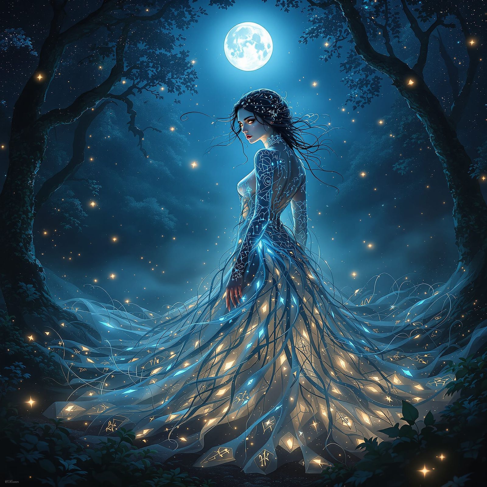 Ethereal Enchantress in Misty Forest Glade
