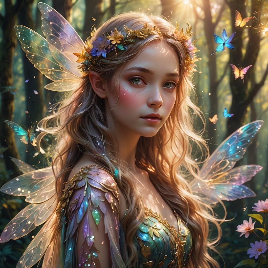 Enchanted Fairy Portrait in a Lush Forest