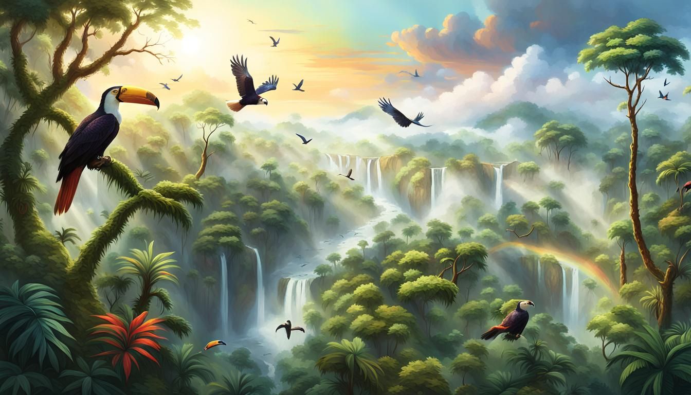 Lush Rainforest Vista in Vivid Digital Art