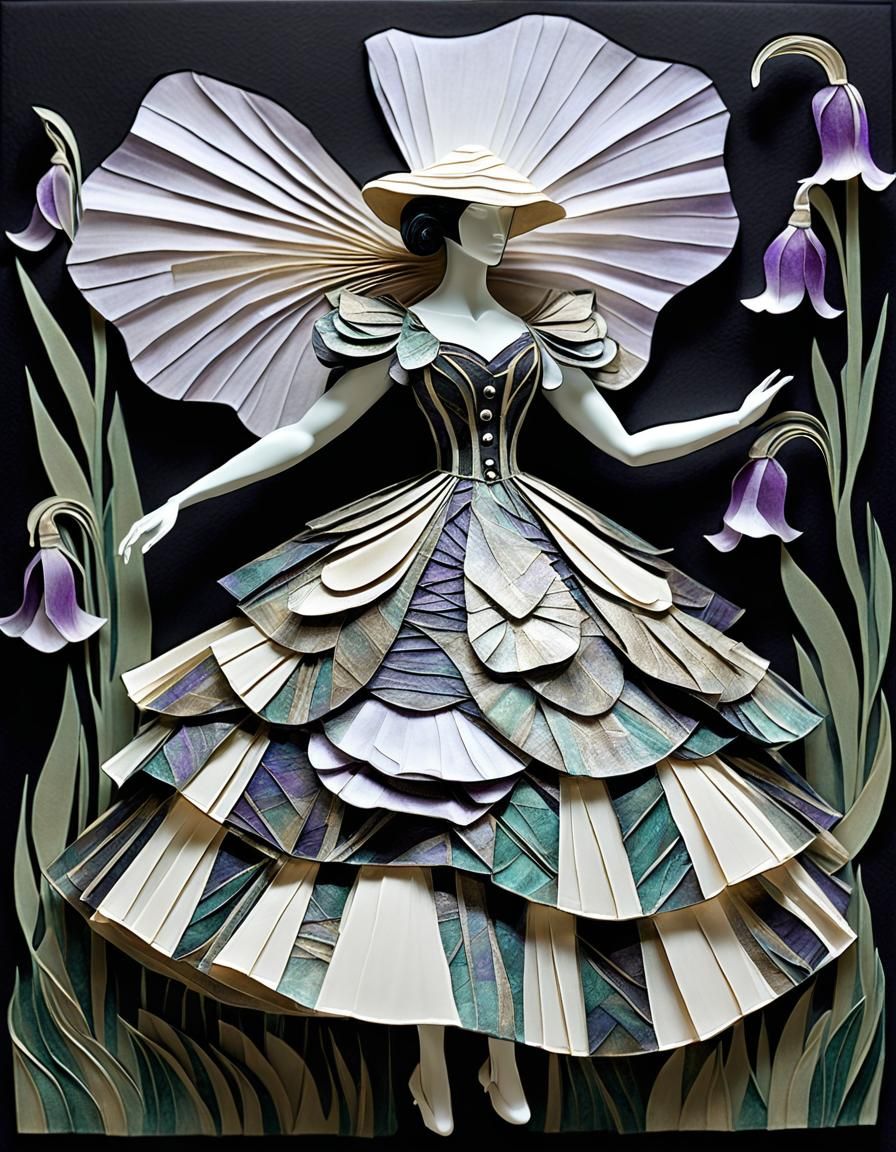 Surreal Dreamscape in Metallic Paper Iris Folding Style