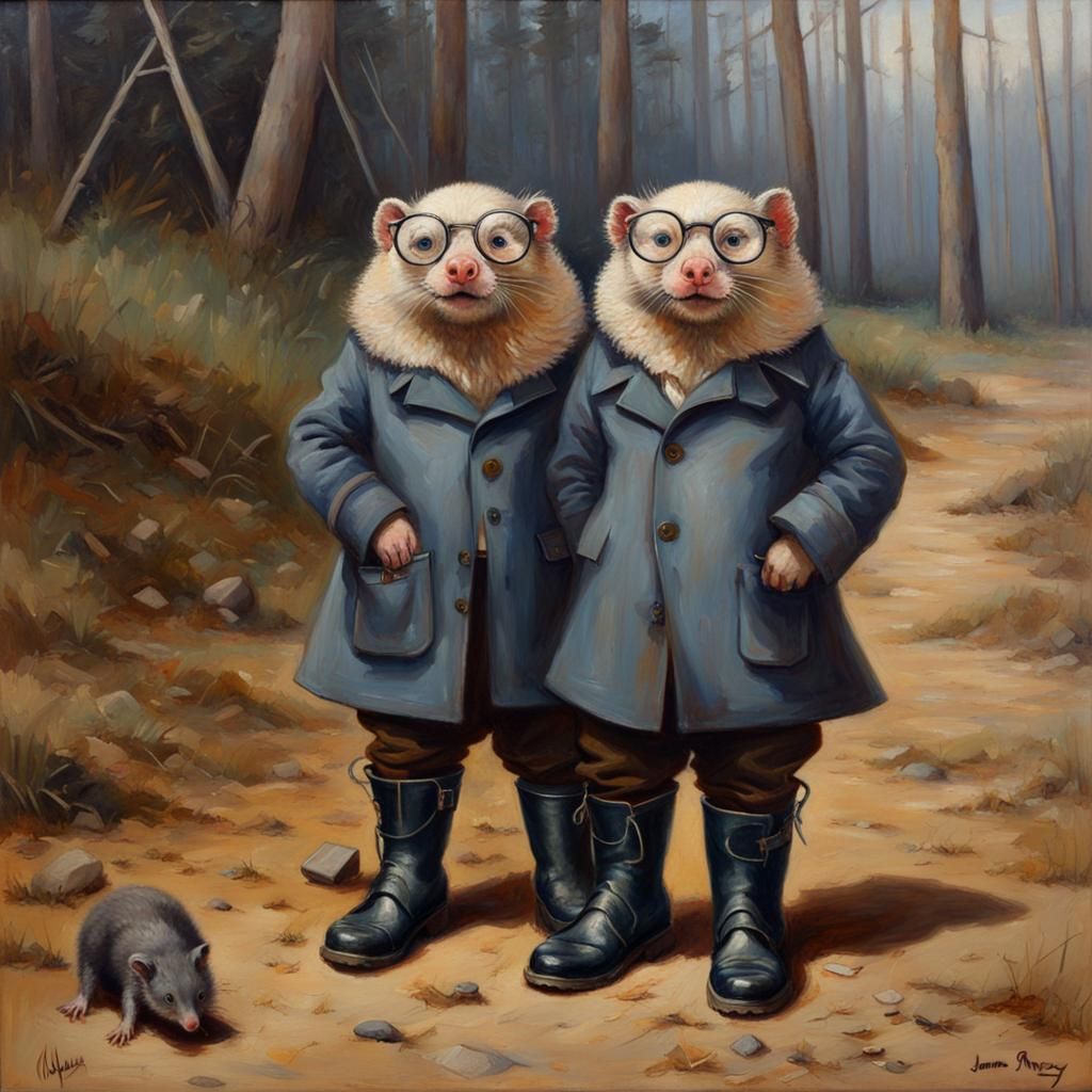 Moles in Boots: An Oil Painting