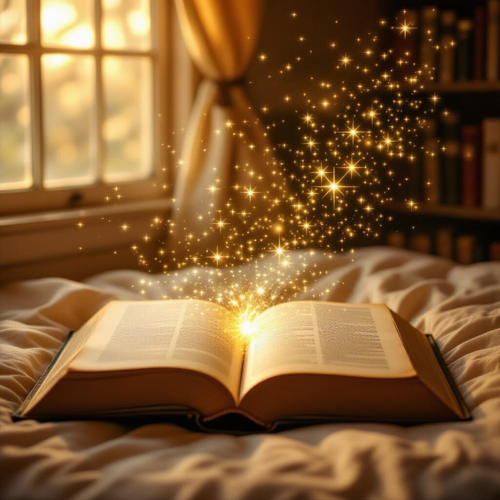 Glowing Constellations Spill From Floating Book