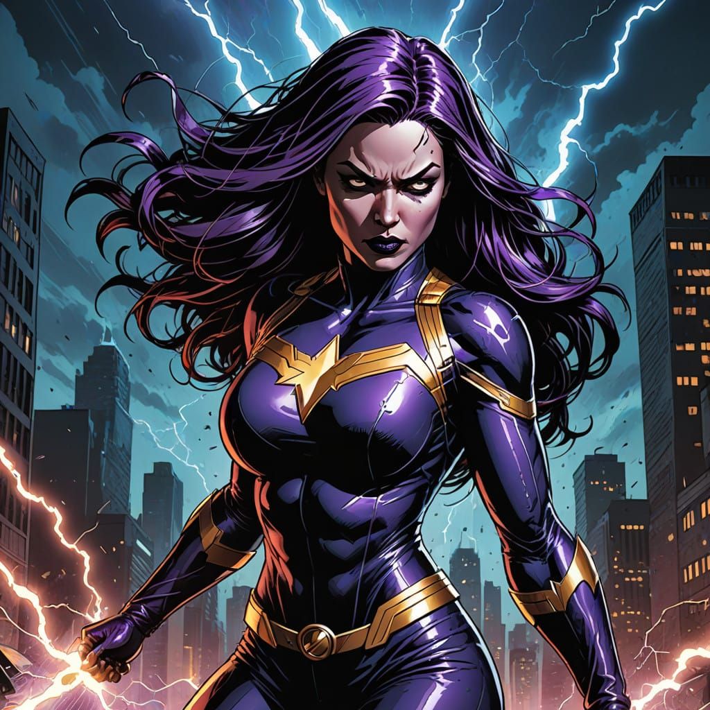 Dynamic Female Comic Book Villain Harnesses Lightning Power