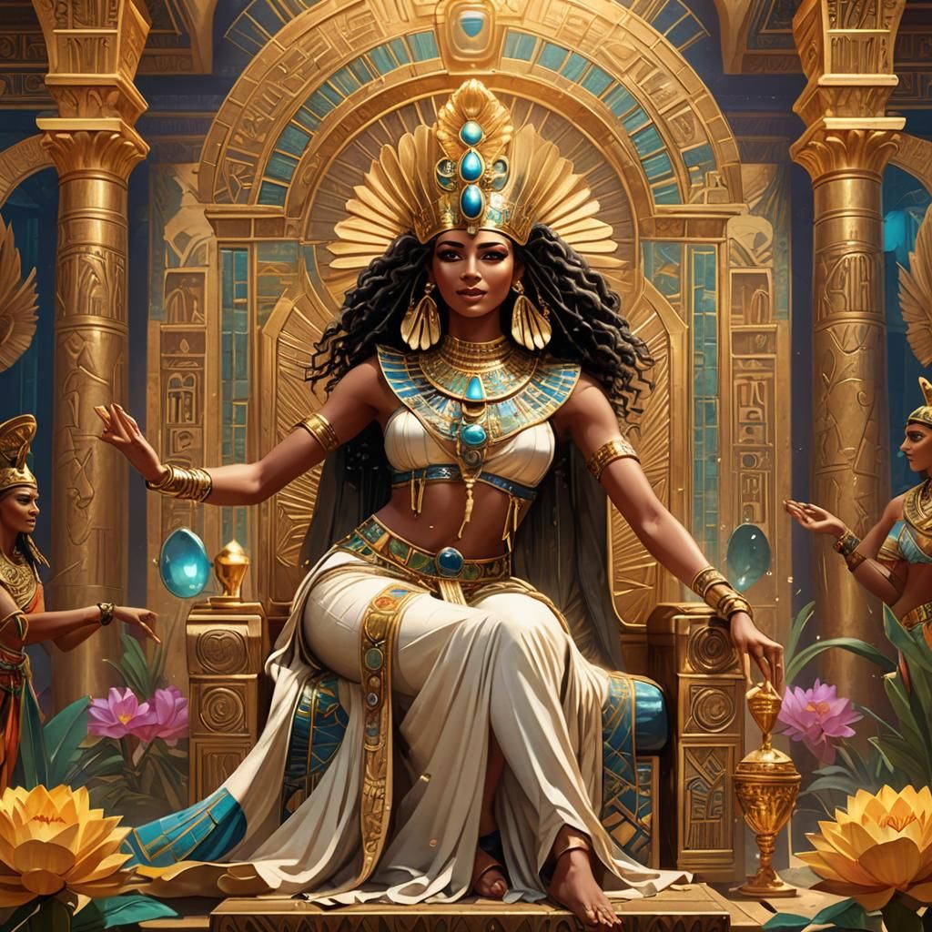 Egyptian Goddess Dancing in Art Nouveau Style