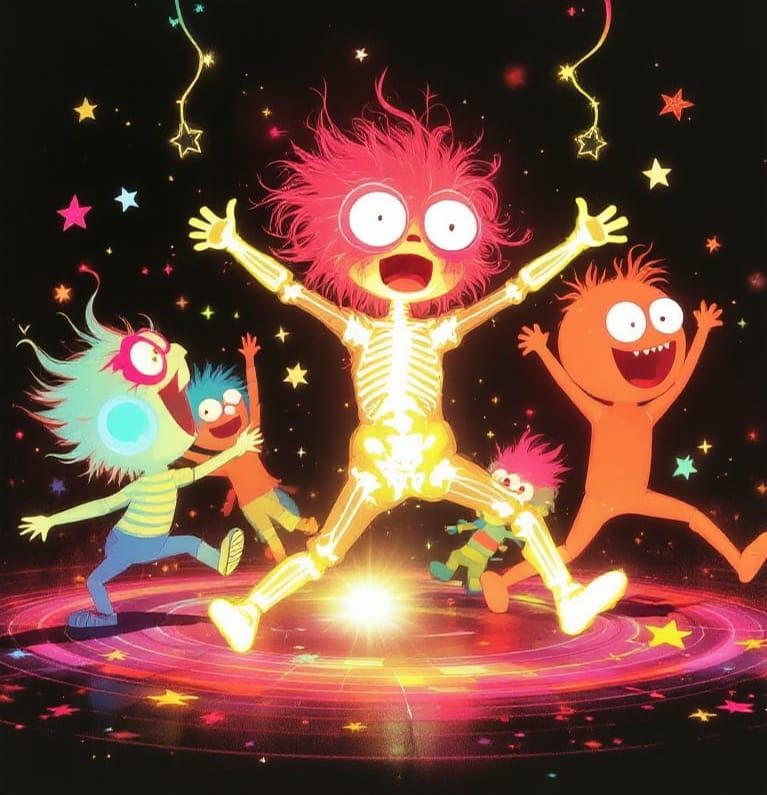 X-Ray Chibi Figures in a Manic Dance