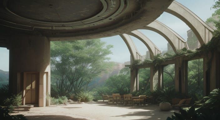 Epic Nature-Inspired Community Hub in Cinematic Style