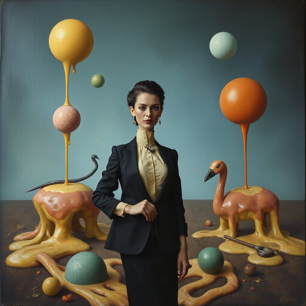 Giantess Enters Dreamlike World: A Surrealist Vision