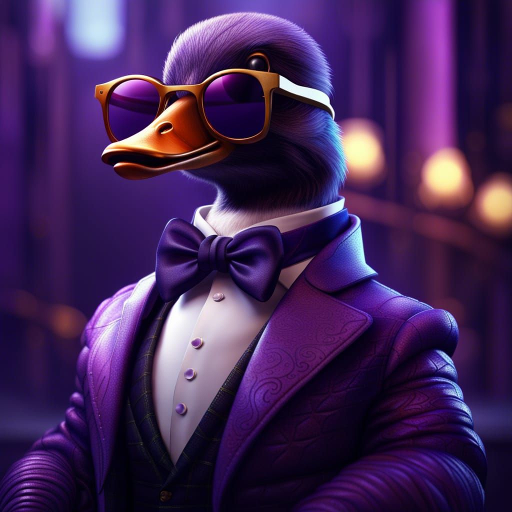 Goose in Tuxedo and Purple Sunglasses