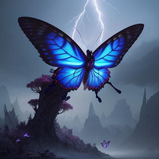 Lightning Fox Butterfly in Detailed Digital Art