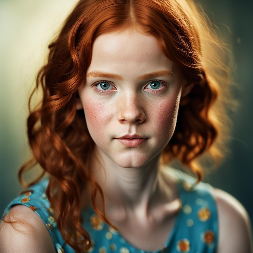 Pretty red headed girl in a sundress