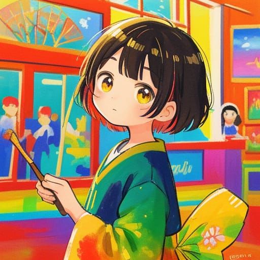 Fauvist Portrait of Marchand Kawai in Store