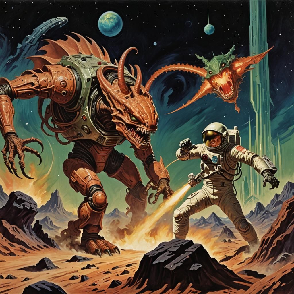 Astronaut vs Alien Monster on Distant Planet