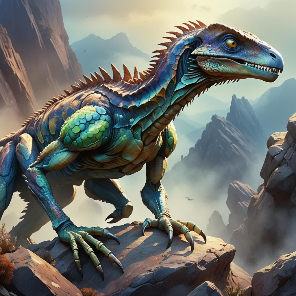 Alien Raptor Specimen in Rocky Outcropping