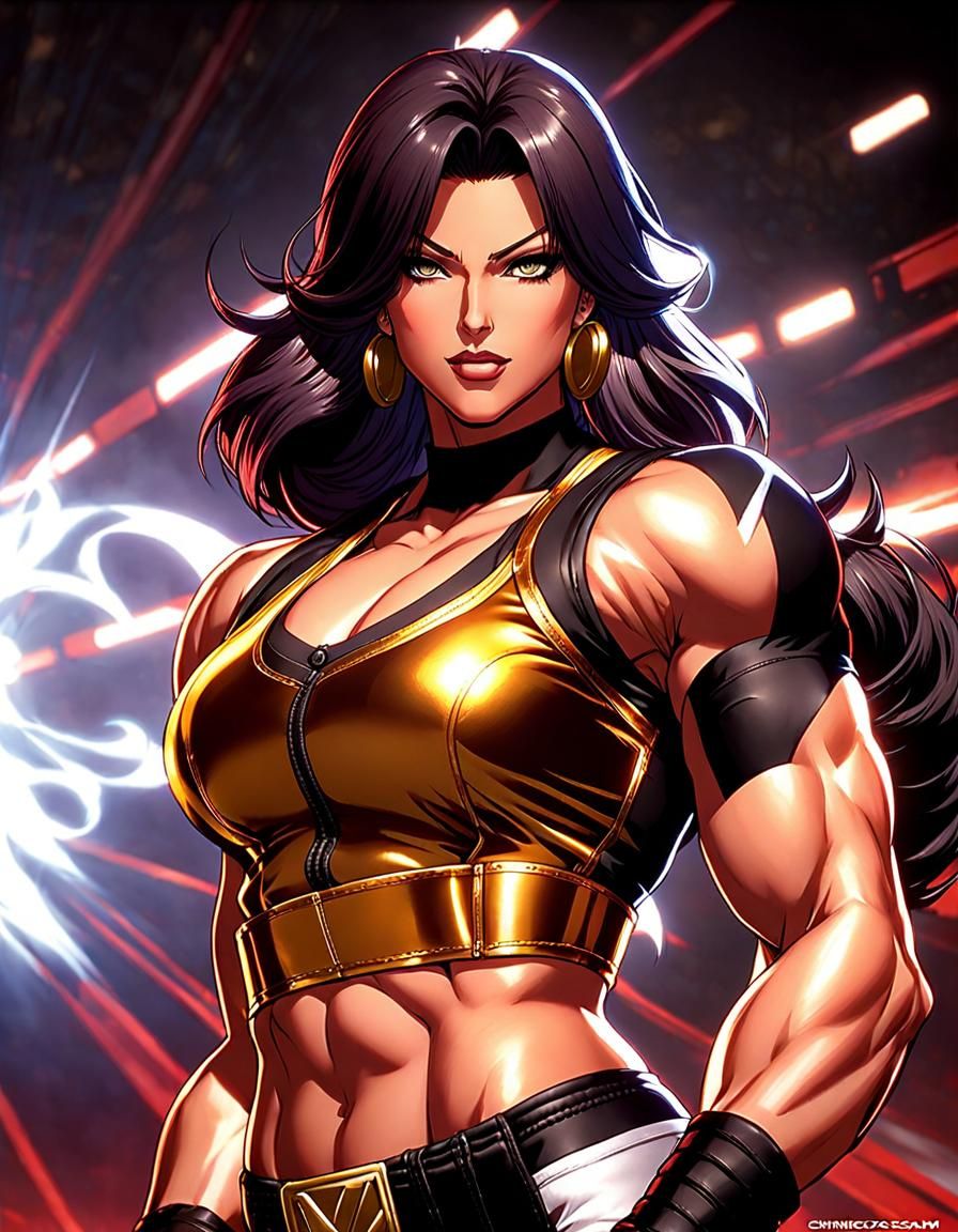 Anime Bodybuilder Wrestler in Cel-Shaded Style