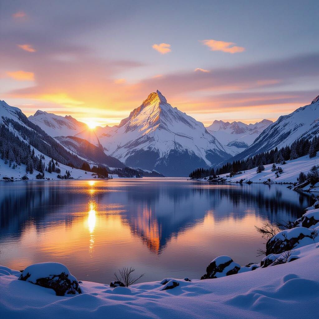 Golden Sunrise Over Majestic Swiss Alps