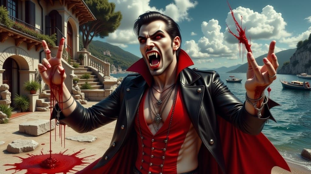 Dracula in at the French Riviera at high noon