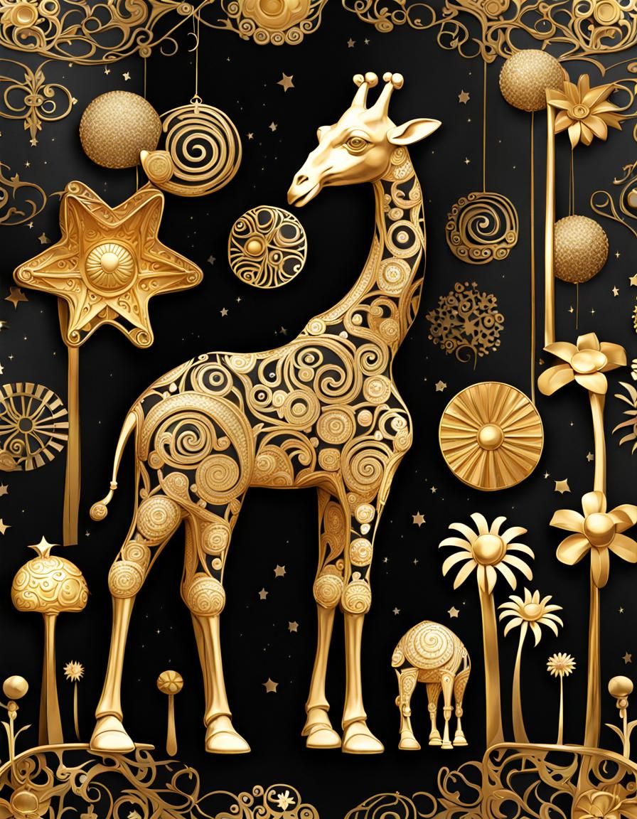 Golden Art Nouveau Masterpiece: Intricate Metalwork with Sop...