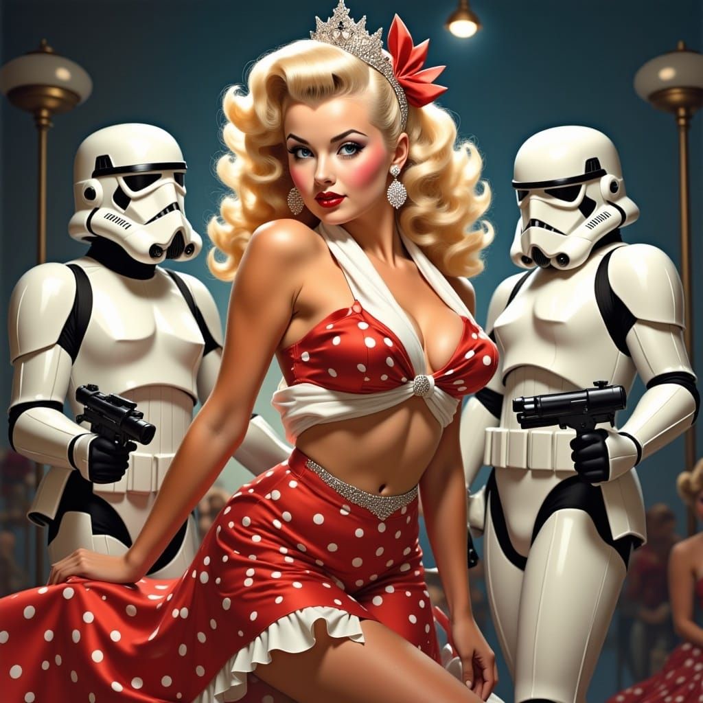 Star Wars Princess with Stormtroopers in Pinup Style