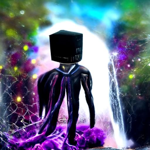 Enderman in Holographic Astral Cosmic Illustration