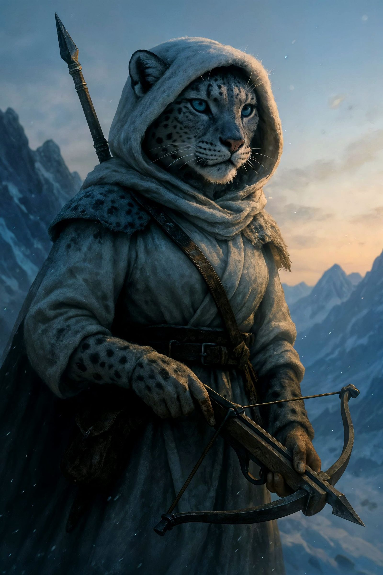 Snow Leopard Huntress at Dawn