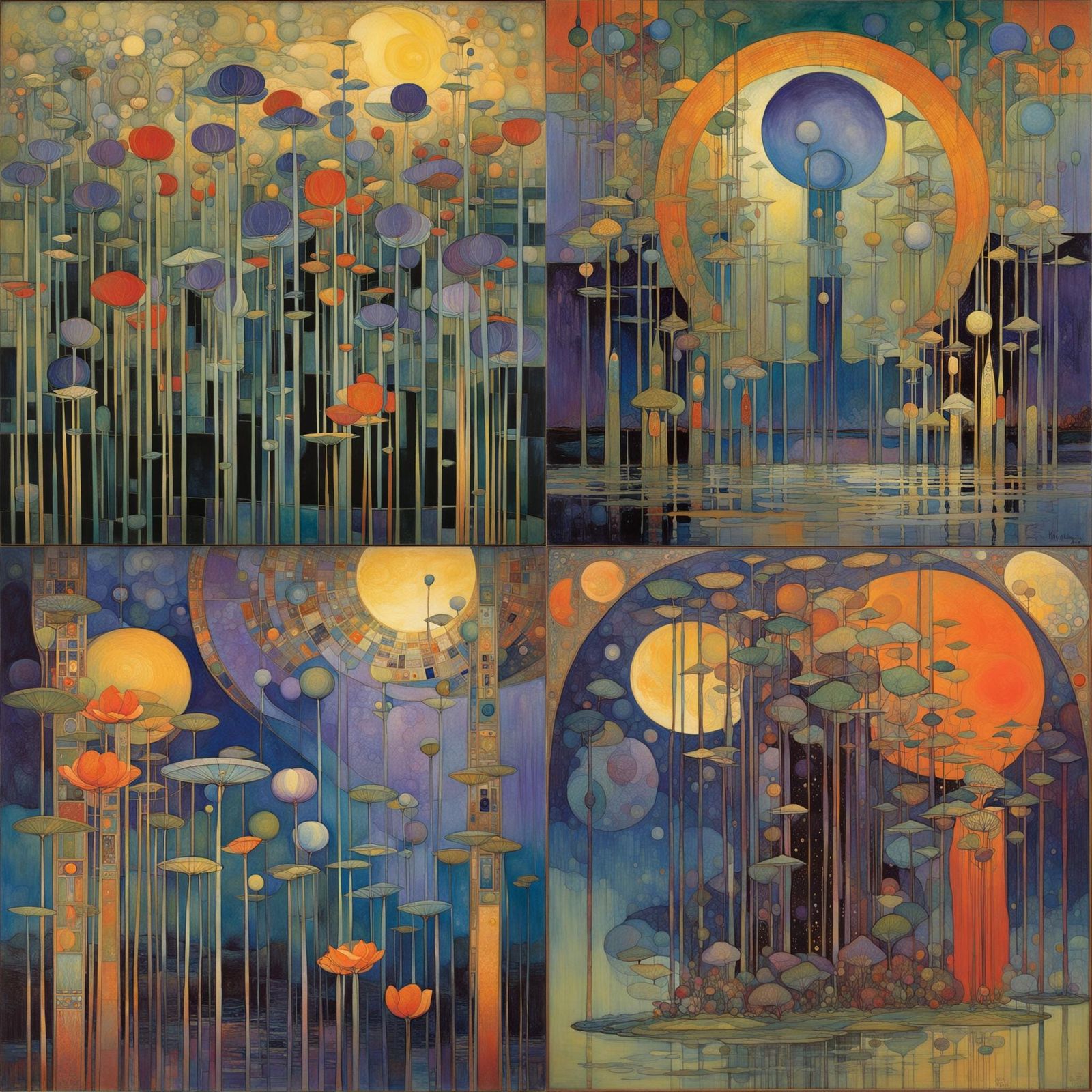 Surreal Landscape in Art Nouveau Style